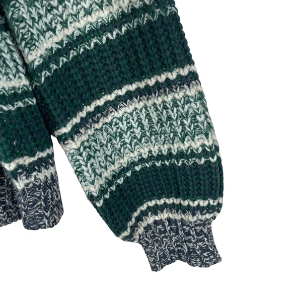 Frye Women's Striped Knit Cardigan Sweater Green White Navy Acrylic Size S - Picture 4 of 11